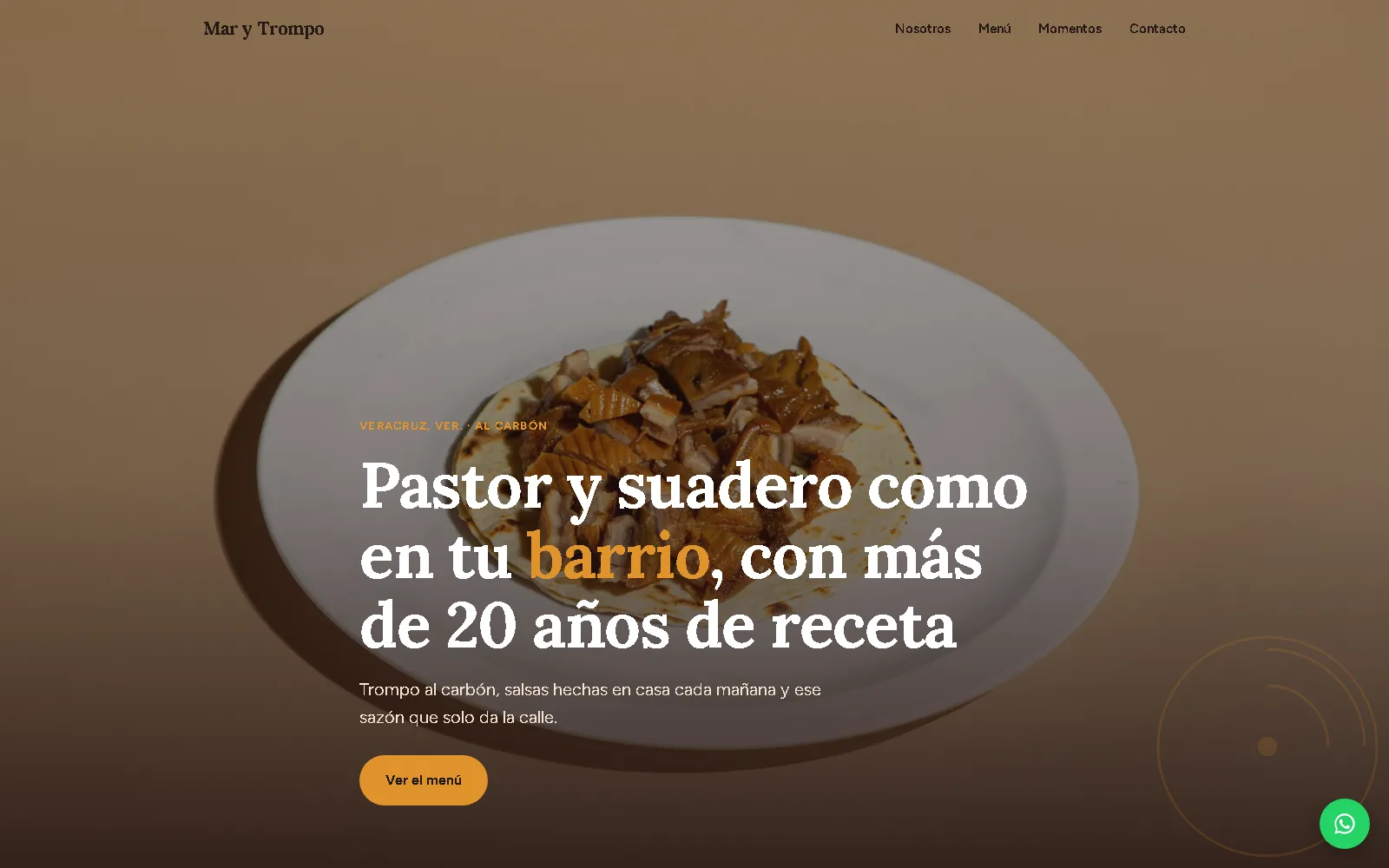 Página web de una taquería generada por Sup91, vista en computadora